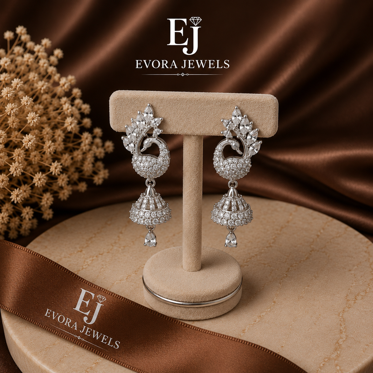 Luxury Crystal Floral Jhumka Earrings