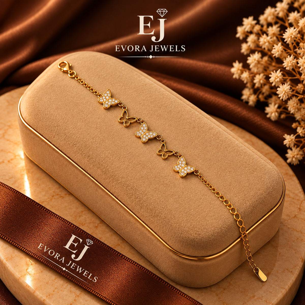Luxury Golden Butterfly Crystal Chain Bracelet