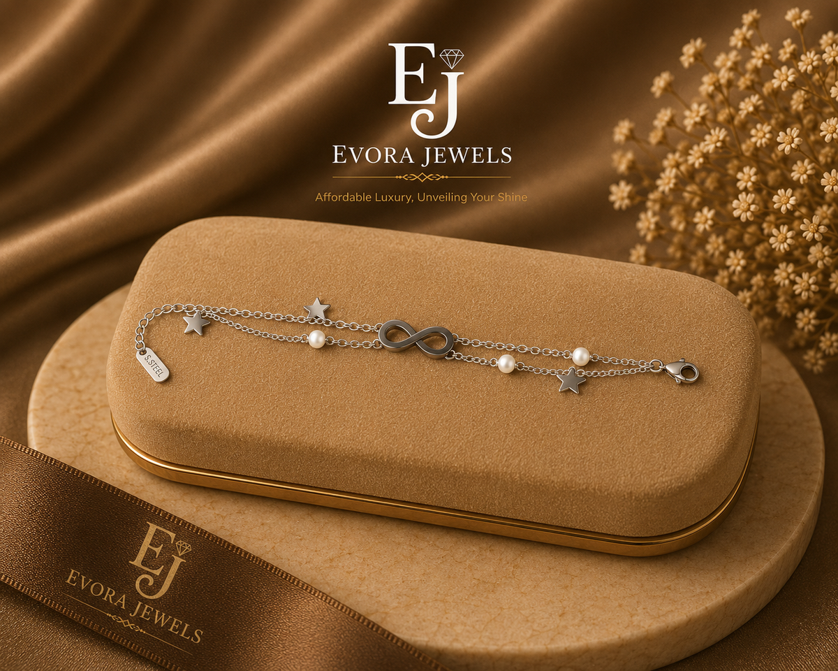 Elegant Silver Infinity & Star Charm Bracelet