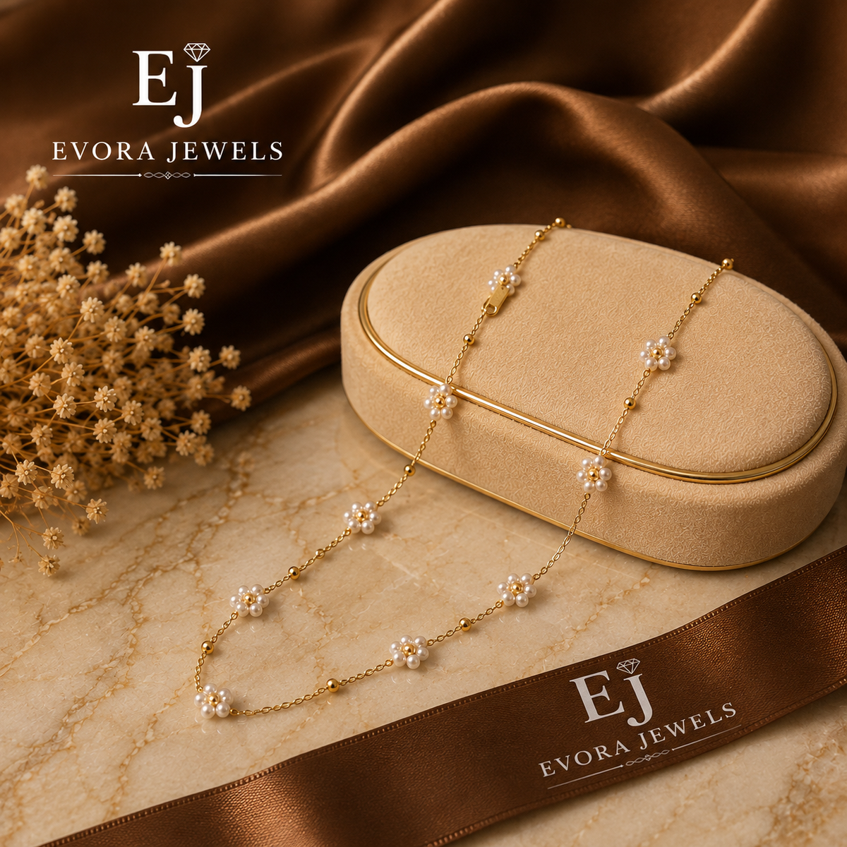 Luxury Pearl Blossom Chain Necklace