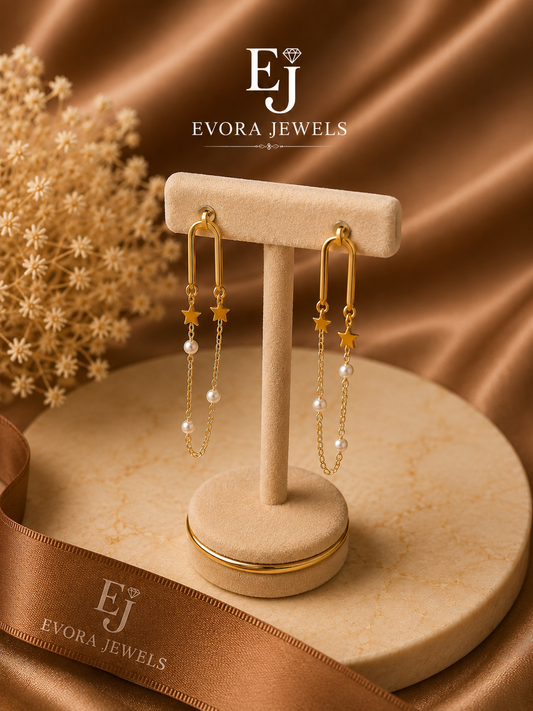 Luxury Pearl Star Drop Earrings