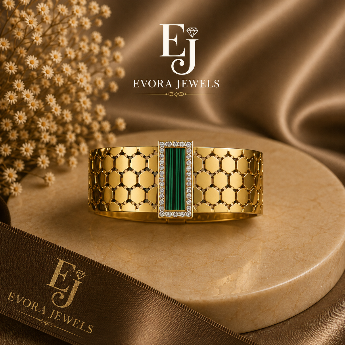 Luxury Stone Crystal Gold Cuff Bracelet