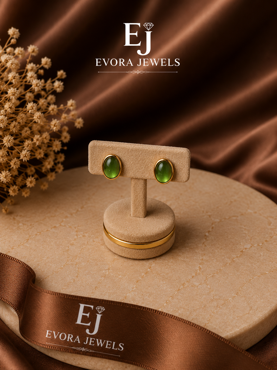 Luxury Oval Pearl Stone Gold Stud Earrings