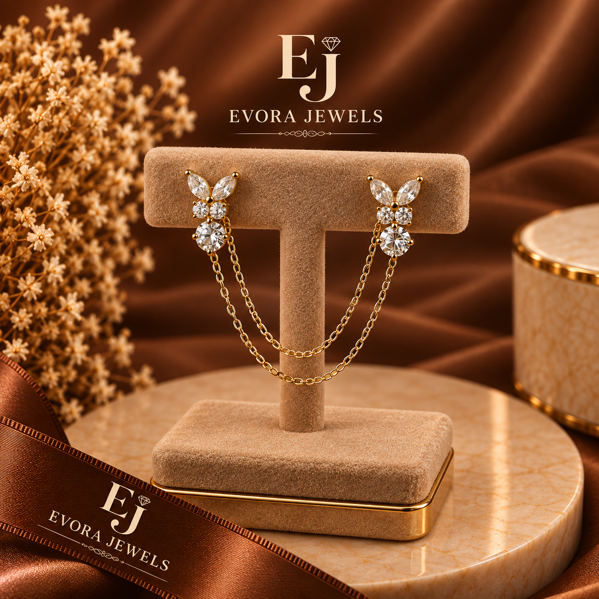 Luxury Crystal Butterfly Chain Drop Earrings