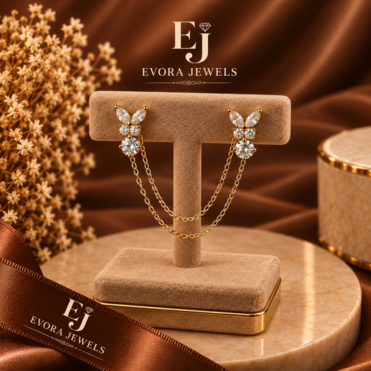Luxury Crystal Butterfly Chain Drop Earrings