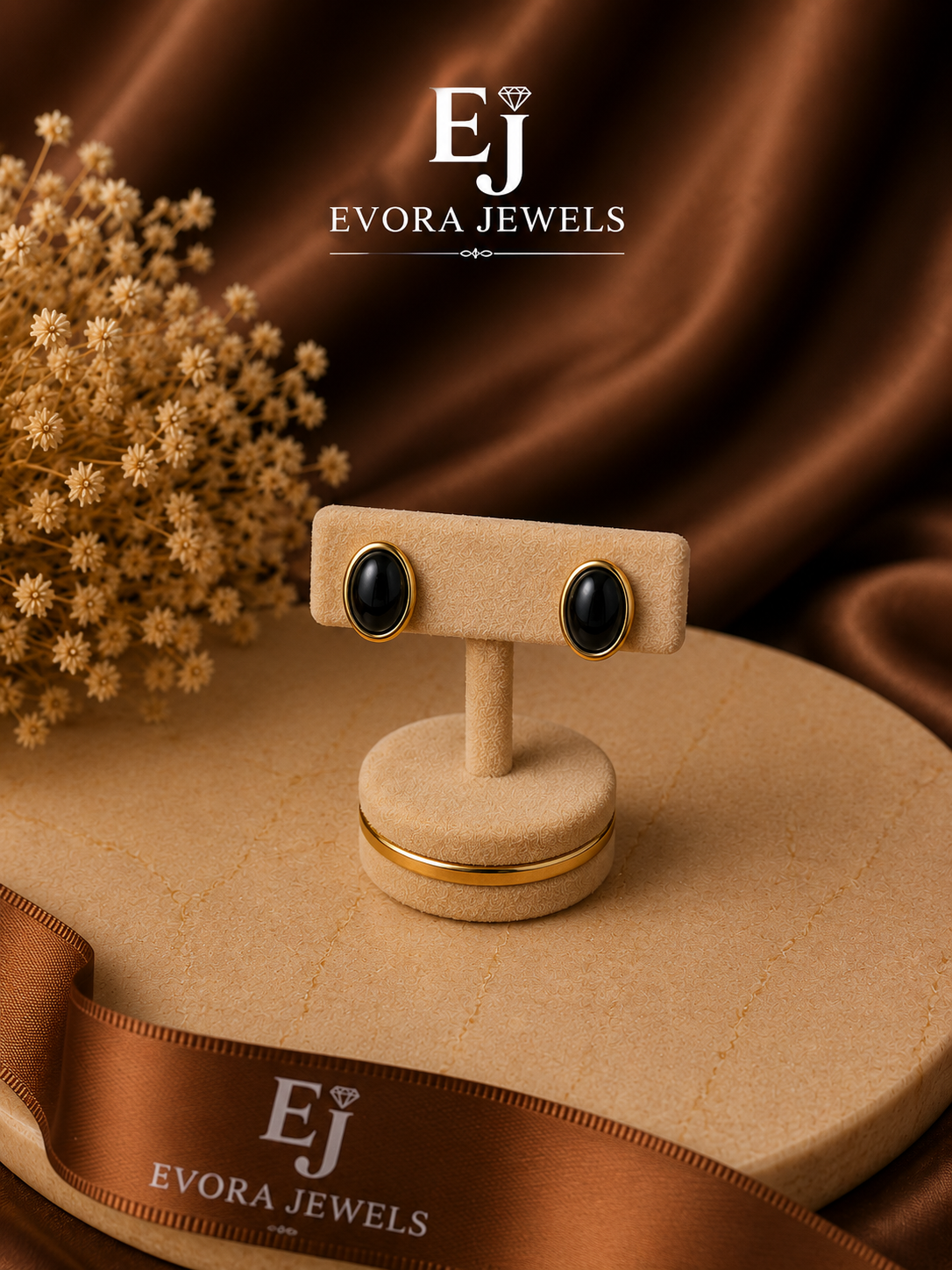 Luxury Oval Pearl Stone Gold Stud Earrings