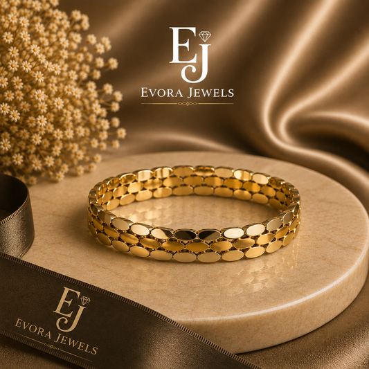 Luxury Three Tone Link Gold Cuff