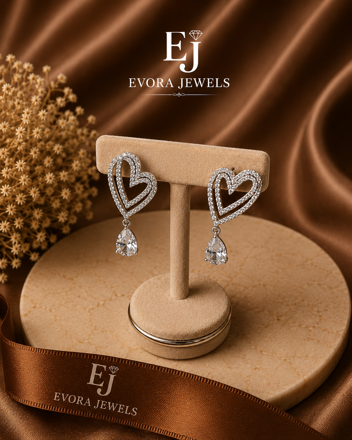 Luxury Crystal Heart Drop Earrings