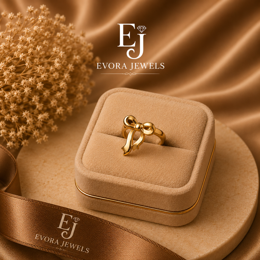Luxury Ribbon Bow Gold Ring 003