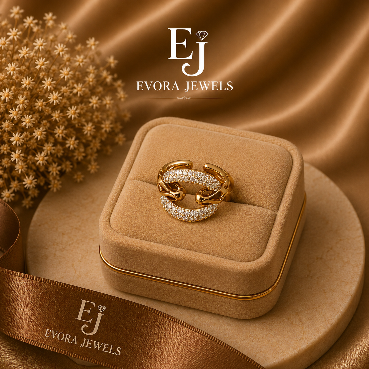 Luxury Crystal Infinity Gold Ring 01