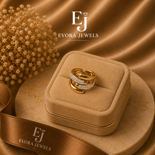 Luxury Crystal Interlocking Open Ring