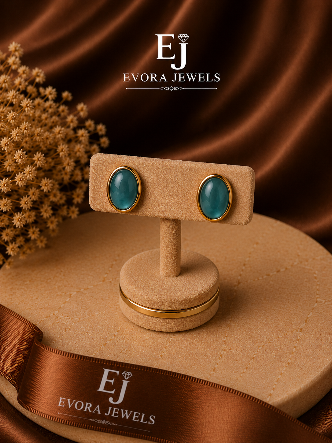 Luxury Oval Pearl Stone Gold Stud Earrings