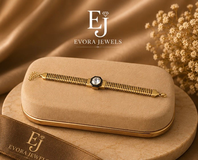 Elegant Gold Watch-Strap Bracelet