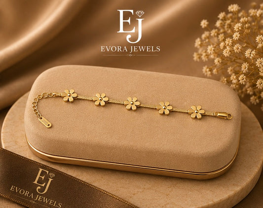 Elegant Gold Floral Motif Bracelet