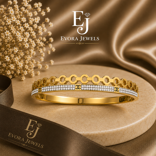 Luxe Interlocking Geometric Pave Diamond Cuff Bangle