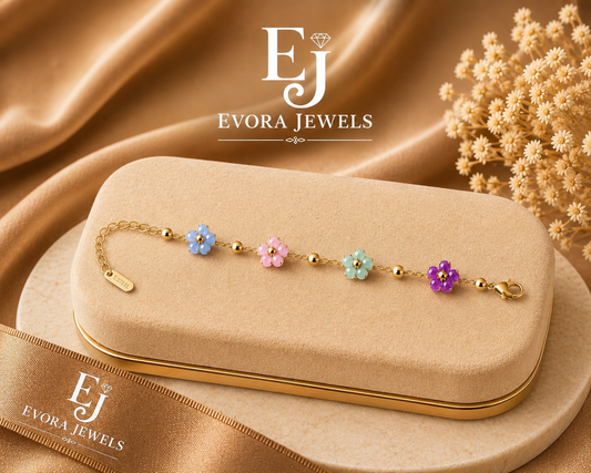 Luxury Multicolor Floral Charm Bracelet