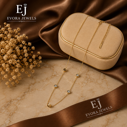 Luxury Crystal Beaded Gold Chain Necklace