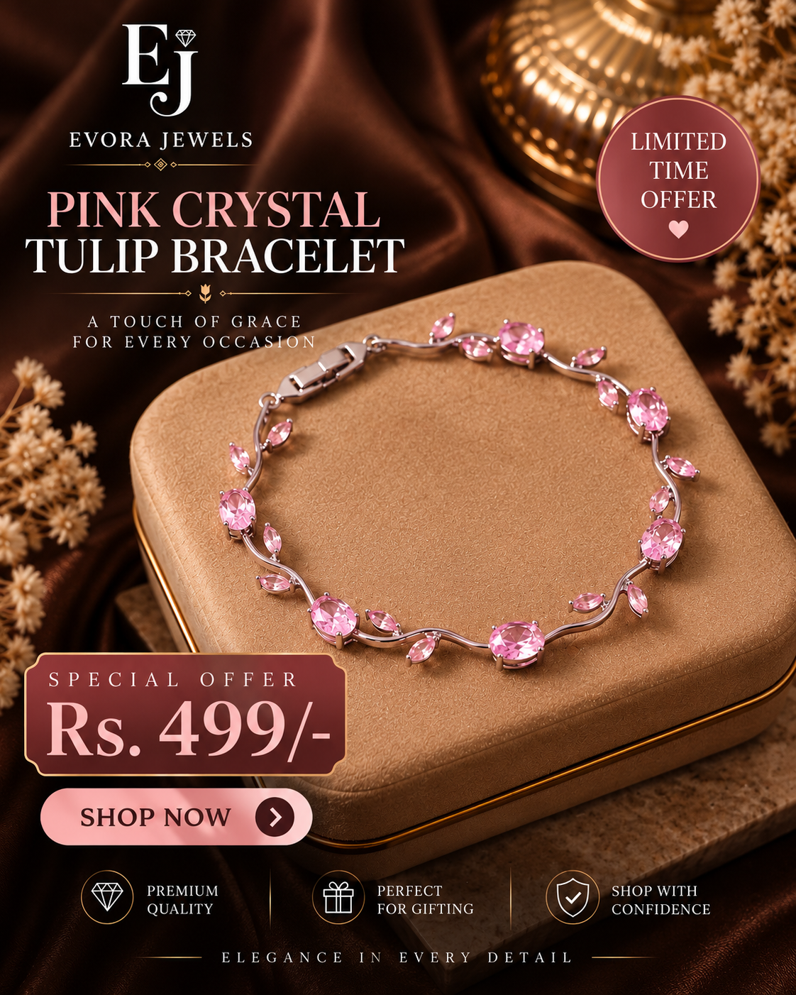 Elegant Crystal ( Tulip ) Bracelet