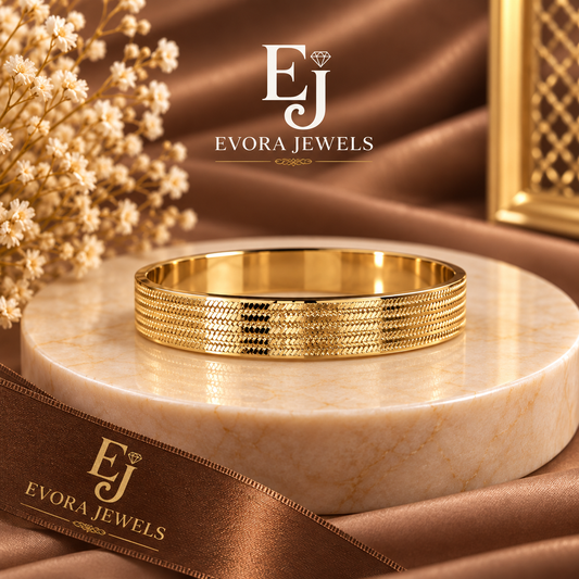 Luxury Multi-Row Textured Gold Bangle Bracelet